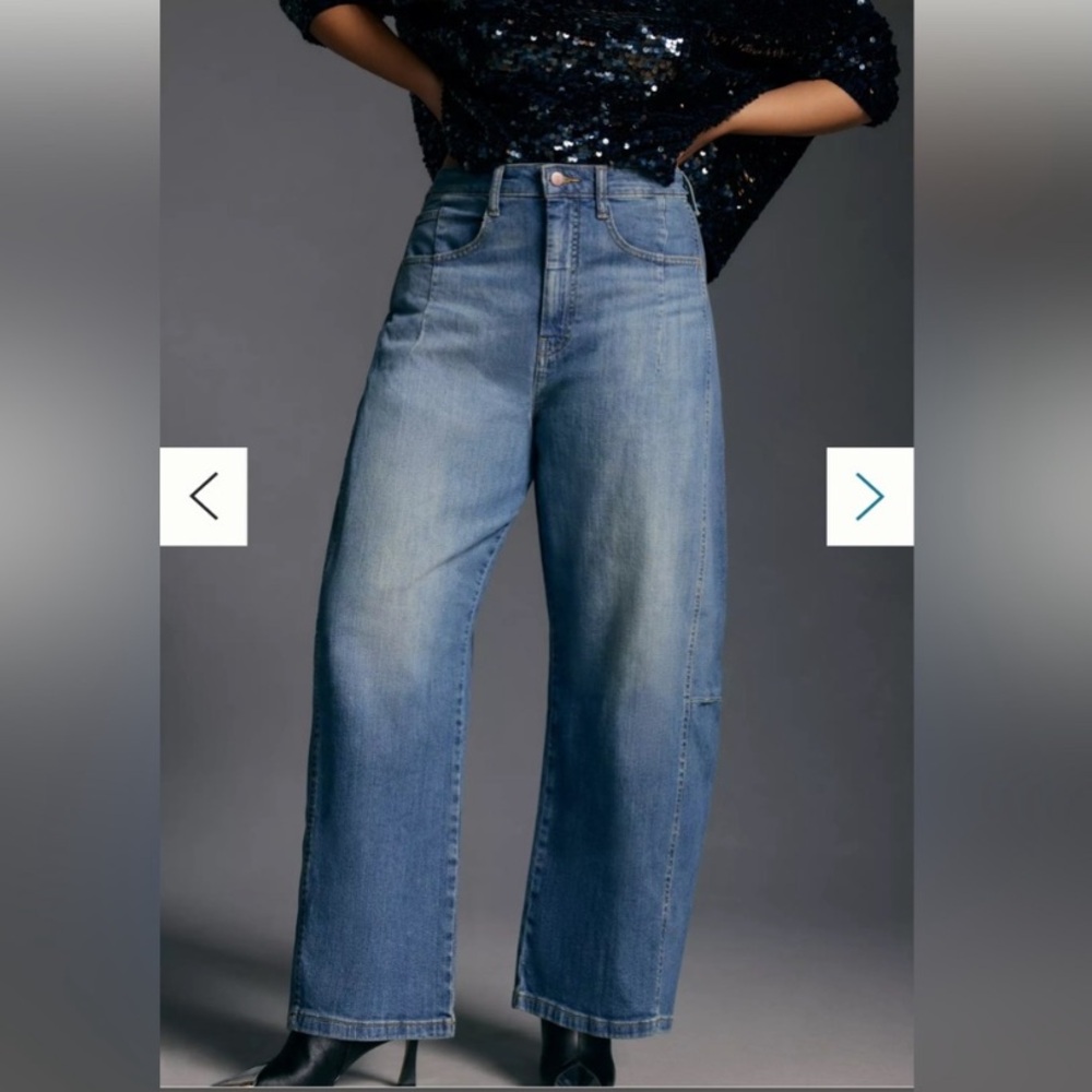 The Kenna Mid-Rise Wide Leg Barrel Jean by Pilcro from Anthropologie